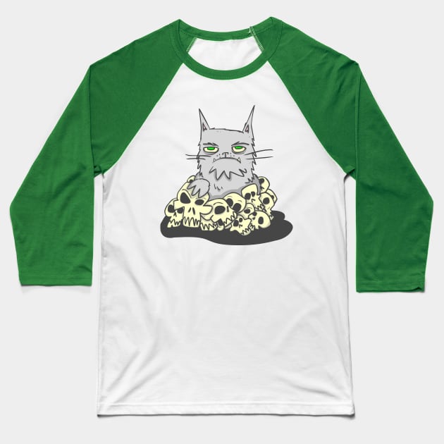 deathcat Baseball T-Shirt by revjosh